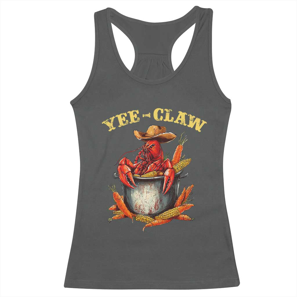 Funny Louisiana Crawfish Cowboy Racerback Tank Top Yee Claw Cajun Seafood