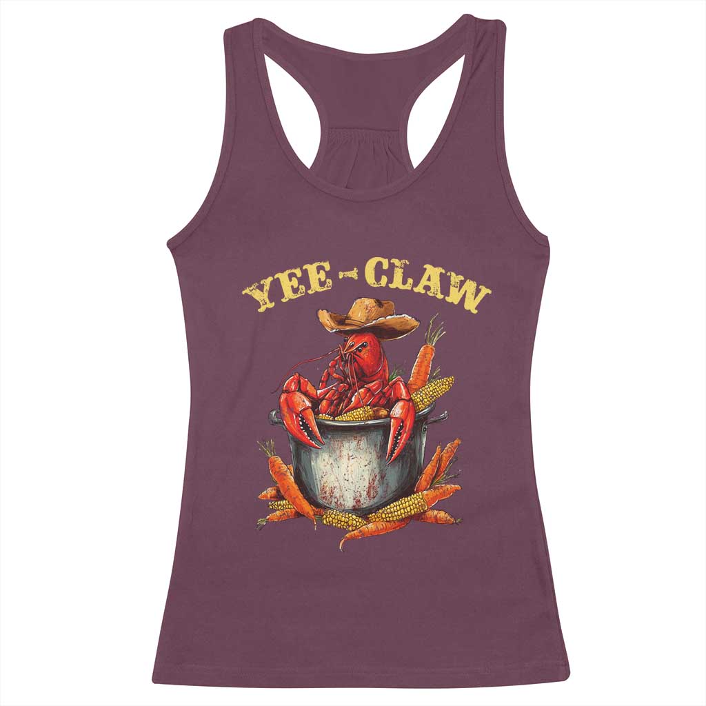 Funny Louisiana Crawfish Cowboy Racerback Tank Top Yee Claw Cajun Seafood