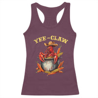 Funny Louisiana Crawfish Cowboy Racerback Tank Top Yee Claw Cajun Seafood