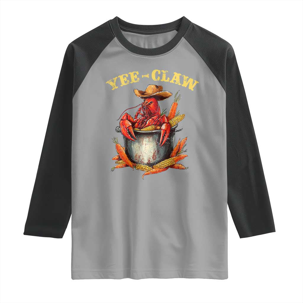 Funny Louisiana Crawfish Cowboy Raglan Shirt Yee Claw Cajun Seafood