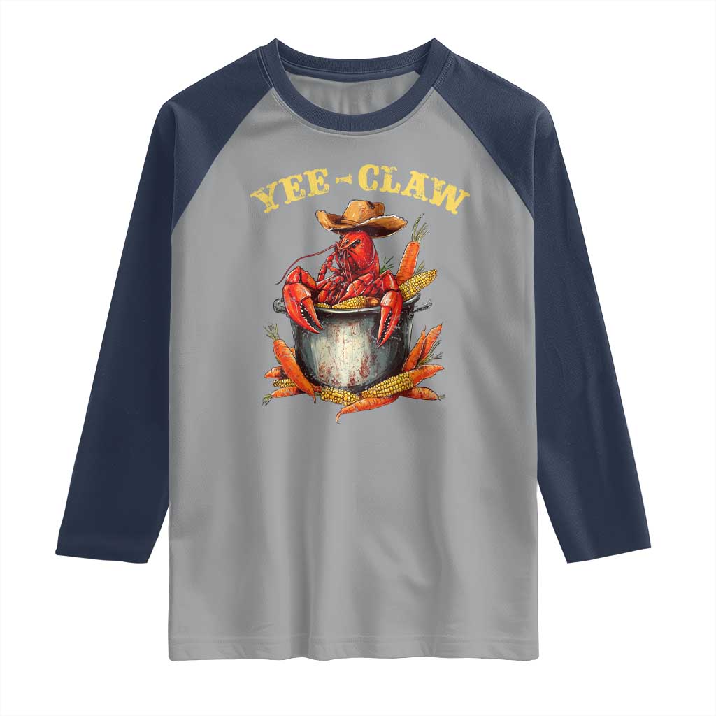 Funny Louisiana Crawfish Cowboy Raglan Shirt Yee Claw Cajun Seafood