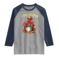 Funny Louisiana Crawfish Cowboy Raglan Shirt Yee Claw Cajun Seafood