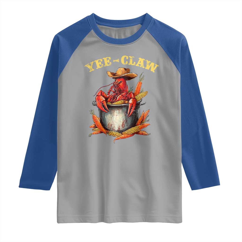 Funny Louisiana Crawfish Cowboy Raglan Shirt Yee Claw Cajun Seafood