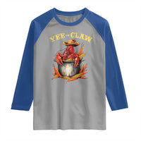 Funny Louisiana Crawfish Cowboy Raglan Shirt Yee Claw Cajun Seafood