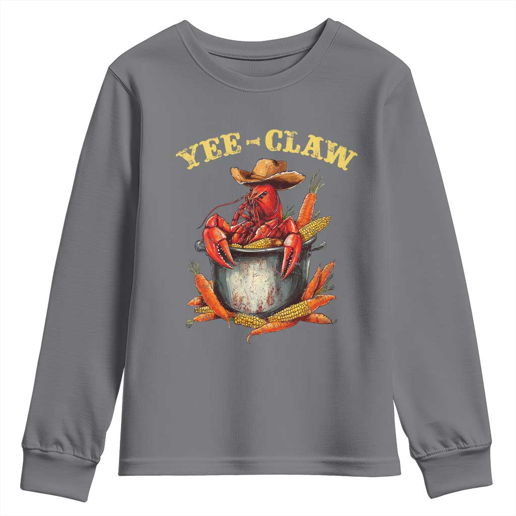 Funny Louisiana Crawfish Cowboy Youth Sweatshirt Yee Claw Cajun Seafood