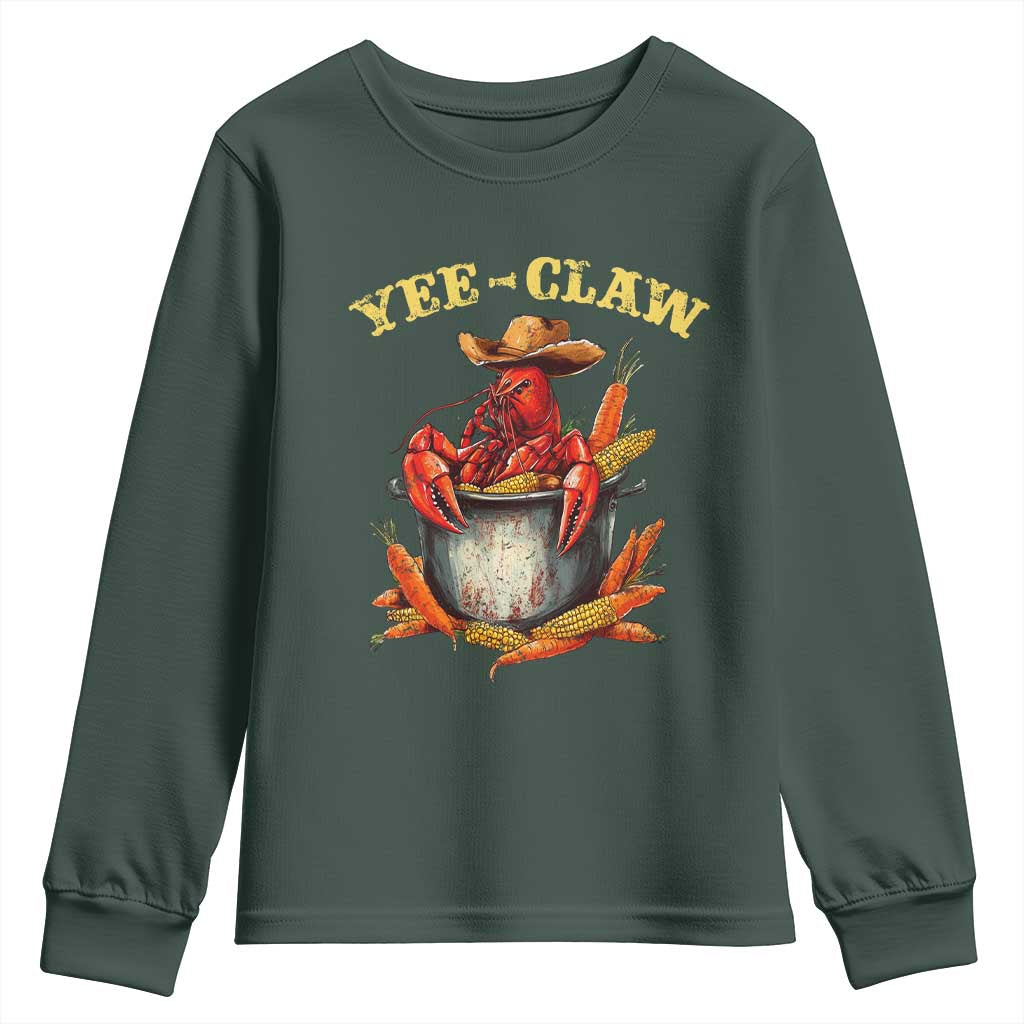 Funny Louisiana Crawfish Cowboy Youth Sweatshirt Yee Claw Cajun Seafood