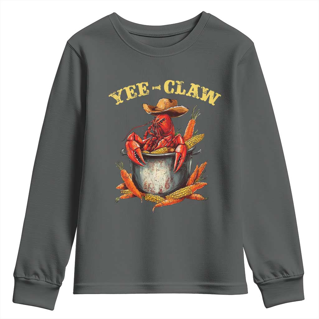 Funny Louisiana Crawfish Cowboy Youth Sweatshirt Yee Claw Cajun Seafood