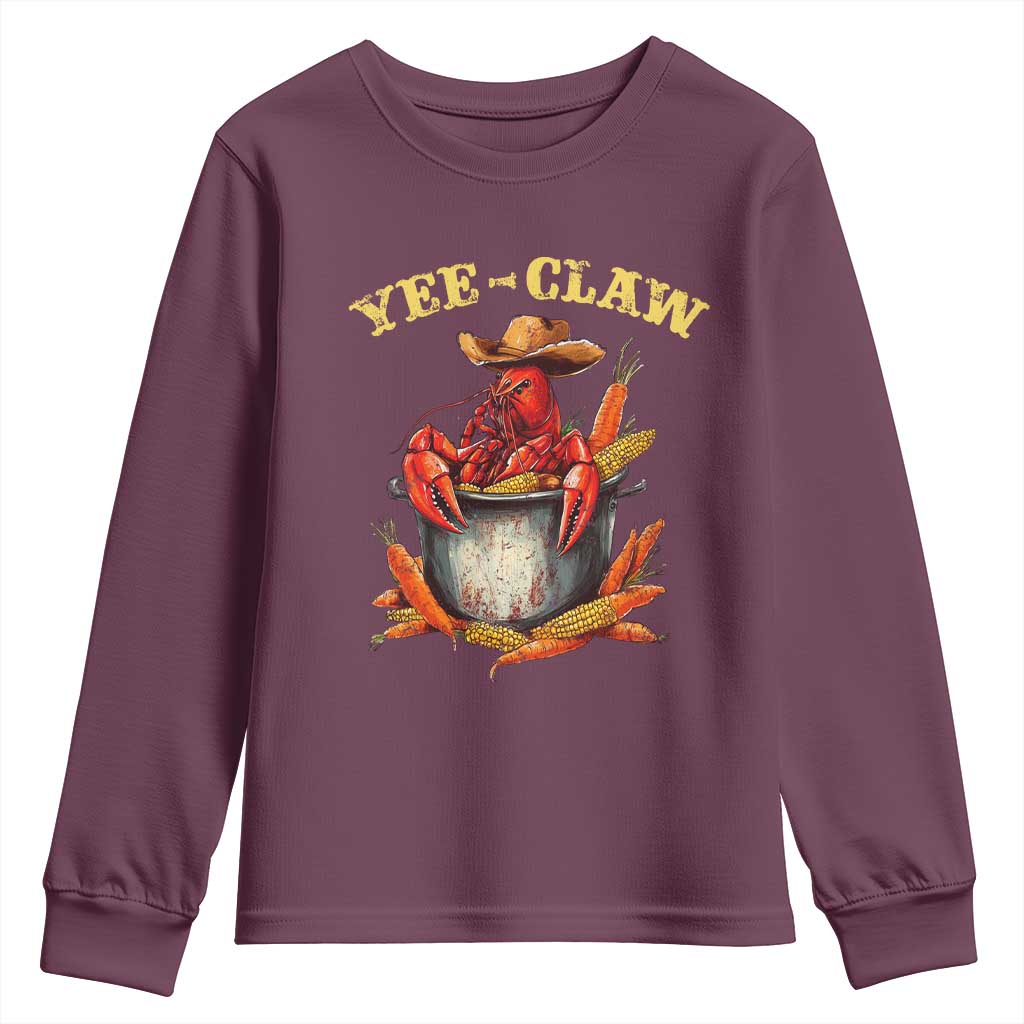 Funny Louisiana Crawfish Cowboy Youth Sweatshirt Yee Claw Cajun Seafood