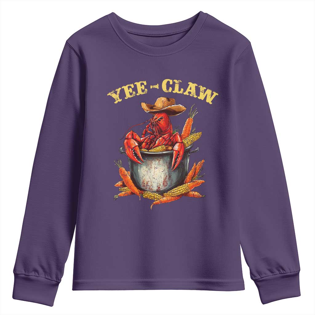 Funny Louisiana Crawfish Cowboy Youth Sweatshirt Yee Claw Cajun Seafood