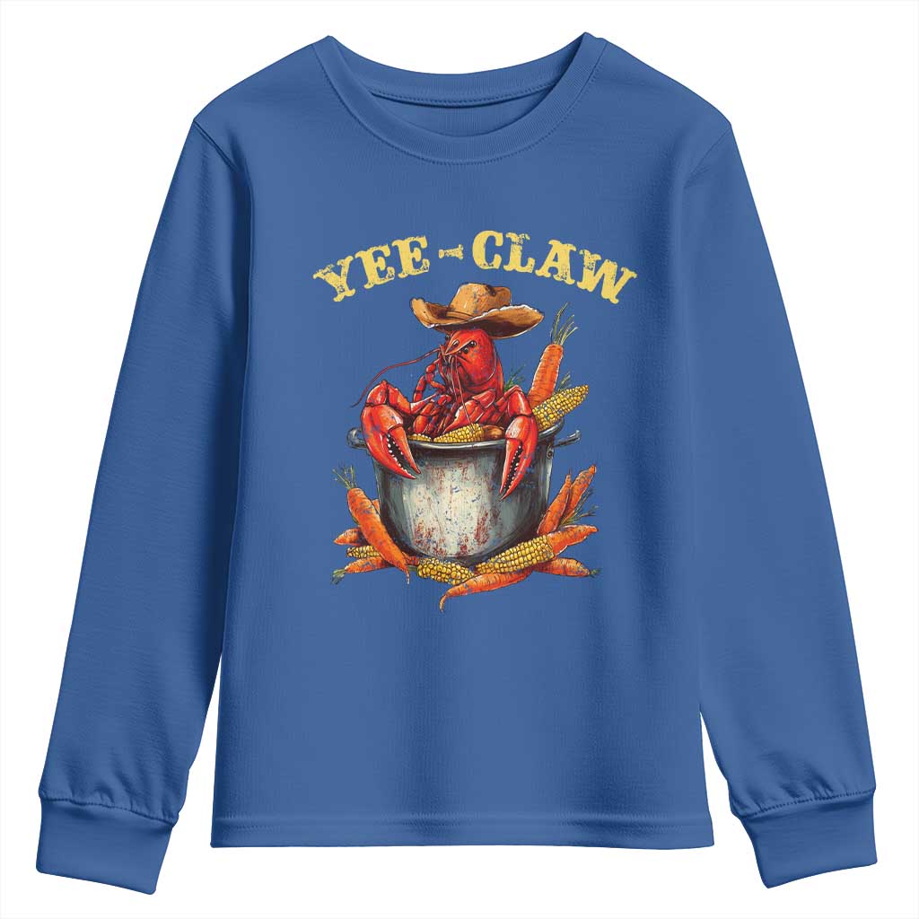 Funny Louisiana Crawfish Cowboy Youth Sweatshirt Yee Claw Cajun Seafood
