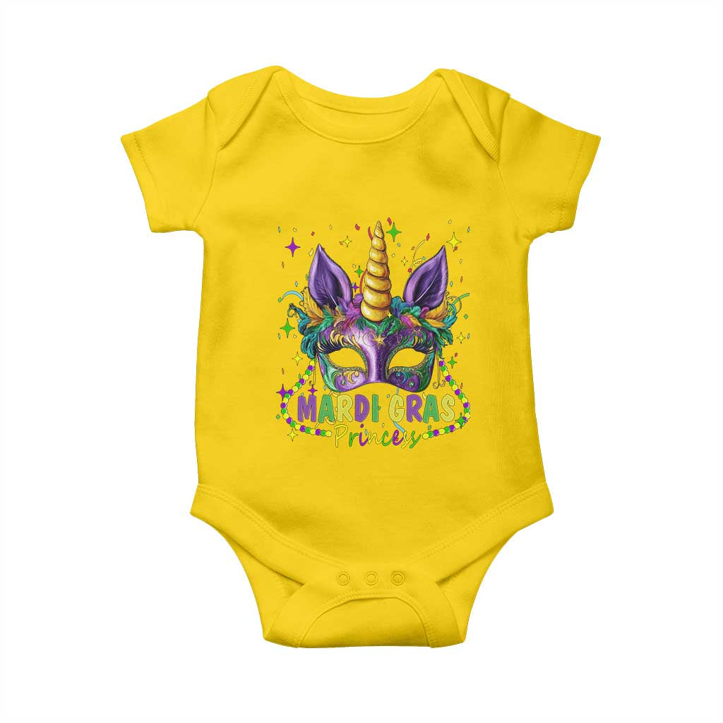 Funny Mardi Gras Princess Baby Onesie Unicorn Mask Party