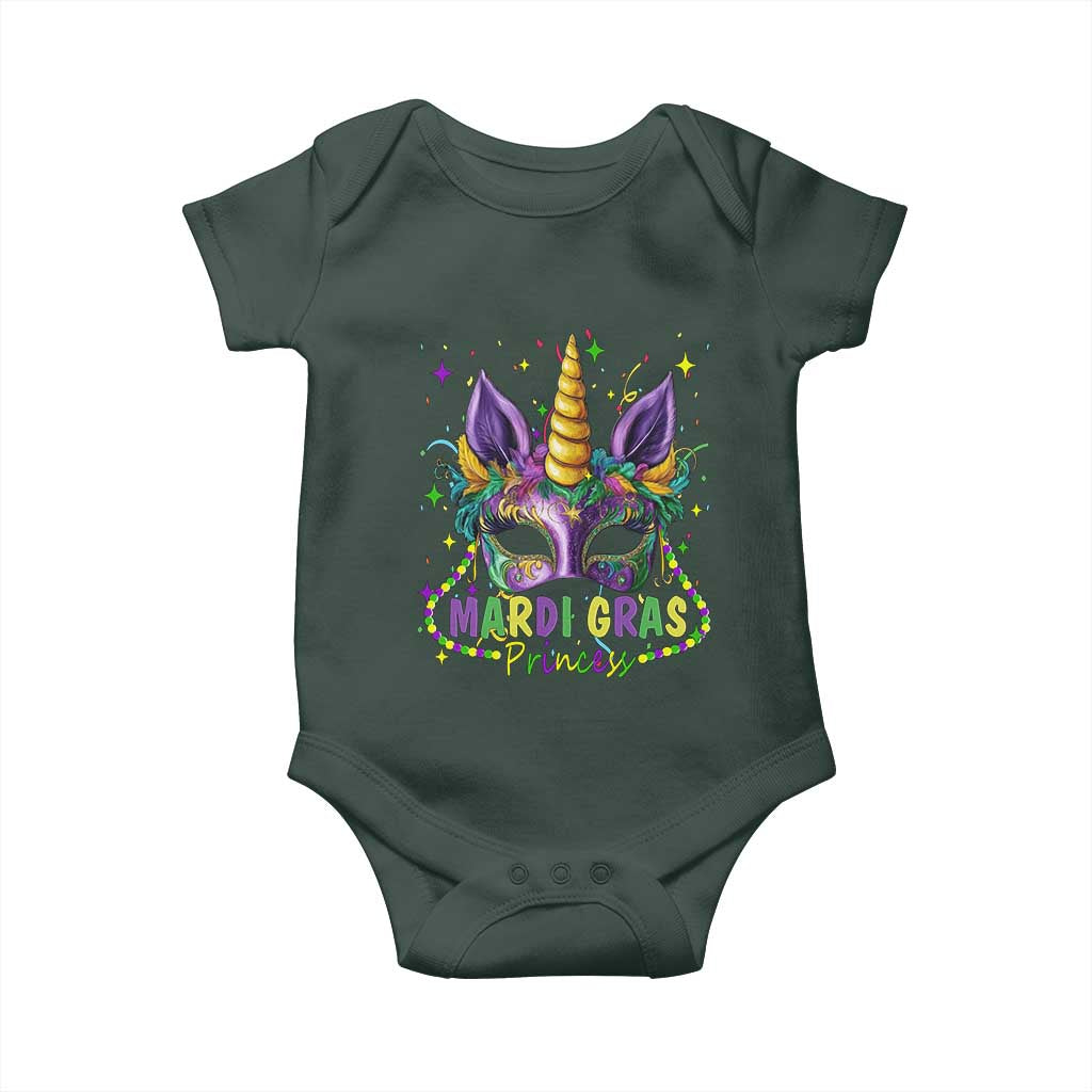 Funny Mardi Gras Princess Baby Onesie Unicorn Mask Party