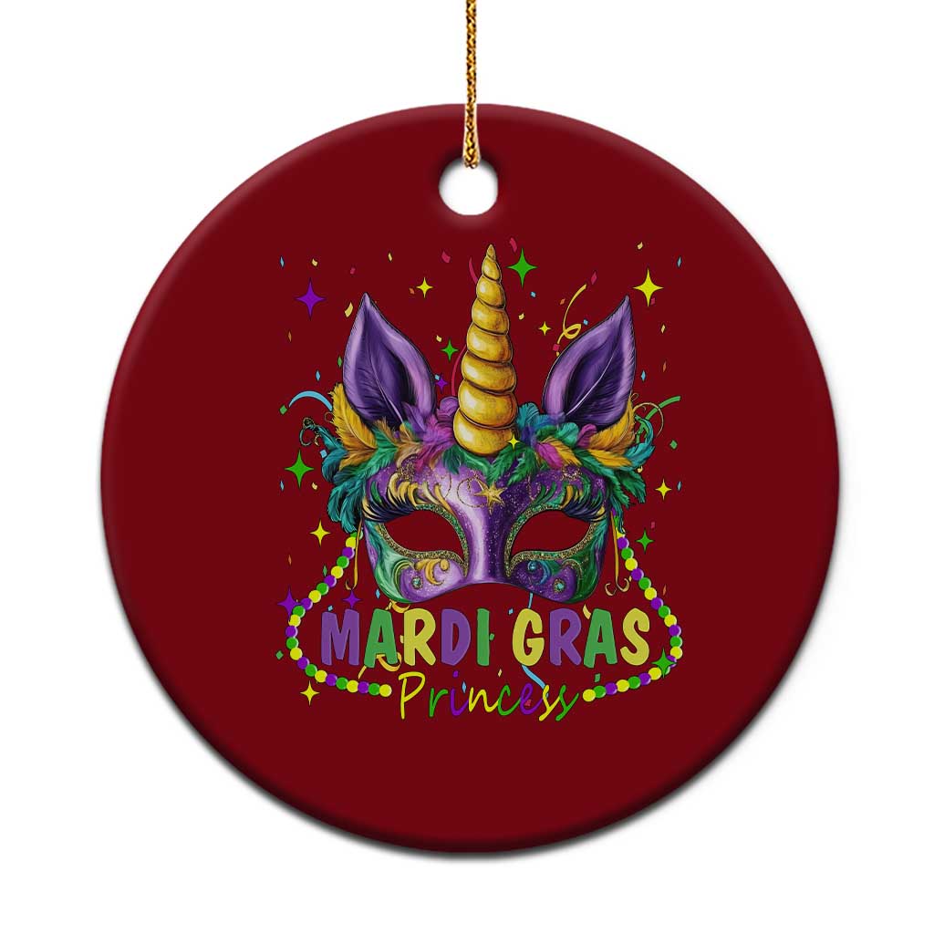 Funny Mardi Gras Princess Ceramic Ornament Unicorn Mask Party