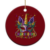 Funny Mardi Gras Princess Ceramic Ornament Unicorn Mask Party