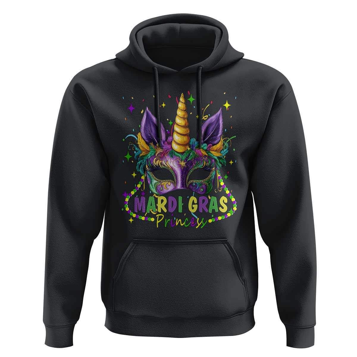Funny Mardi Gras Princess Hoodie Unicorn Mask Party