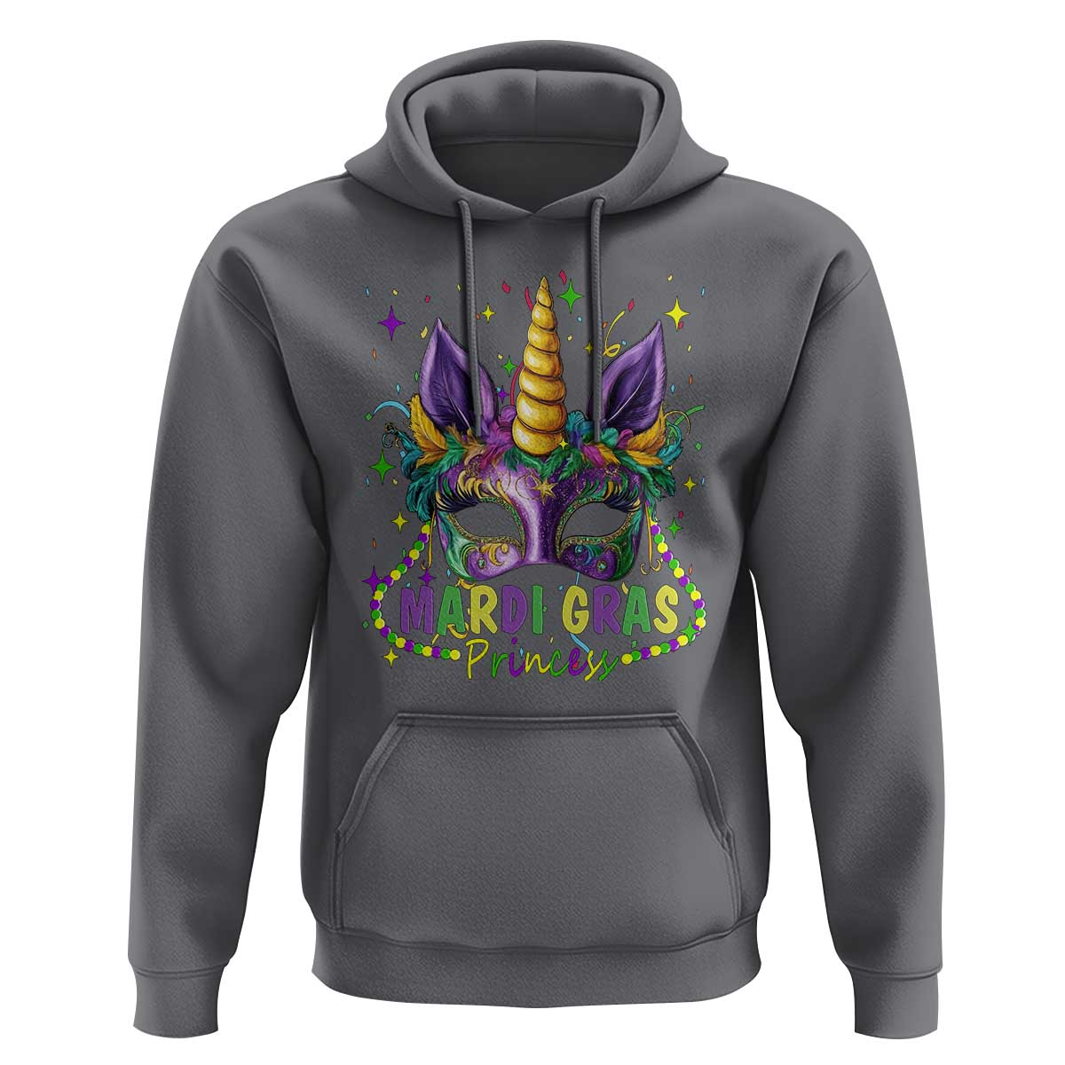 Funny Mardi Gras Princess Hoodie Unicorn Mask Party