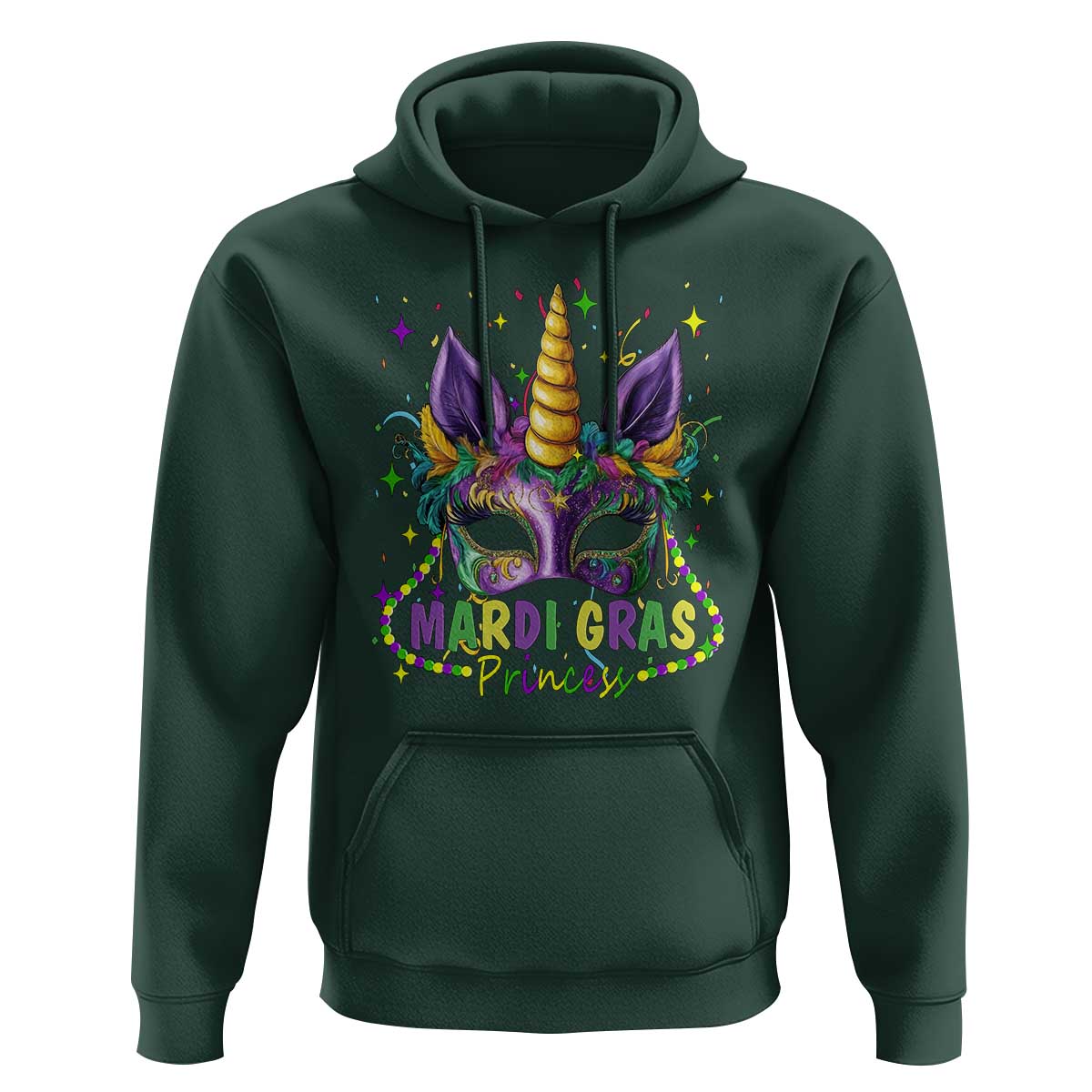 Funny Mardi Gras Princess Hoodie Unicorn Mask Party