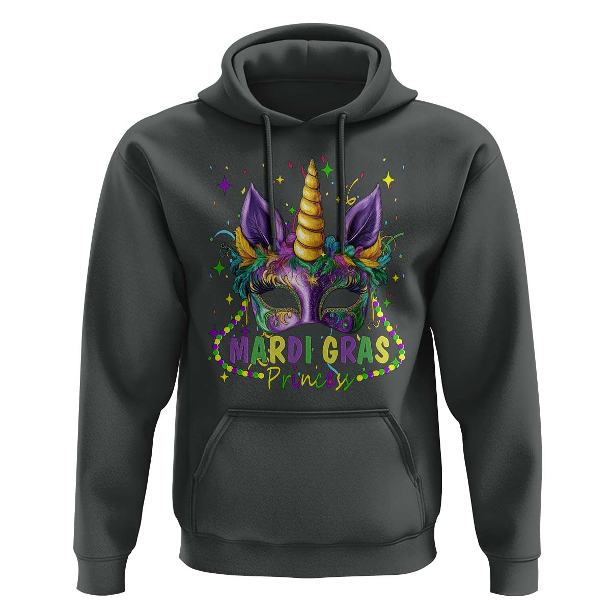 Funny Mardi Gras Princess Hoodie Unicorn Mask Party