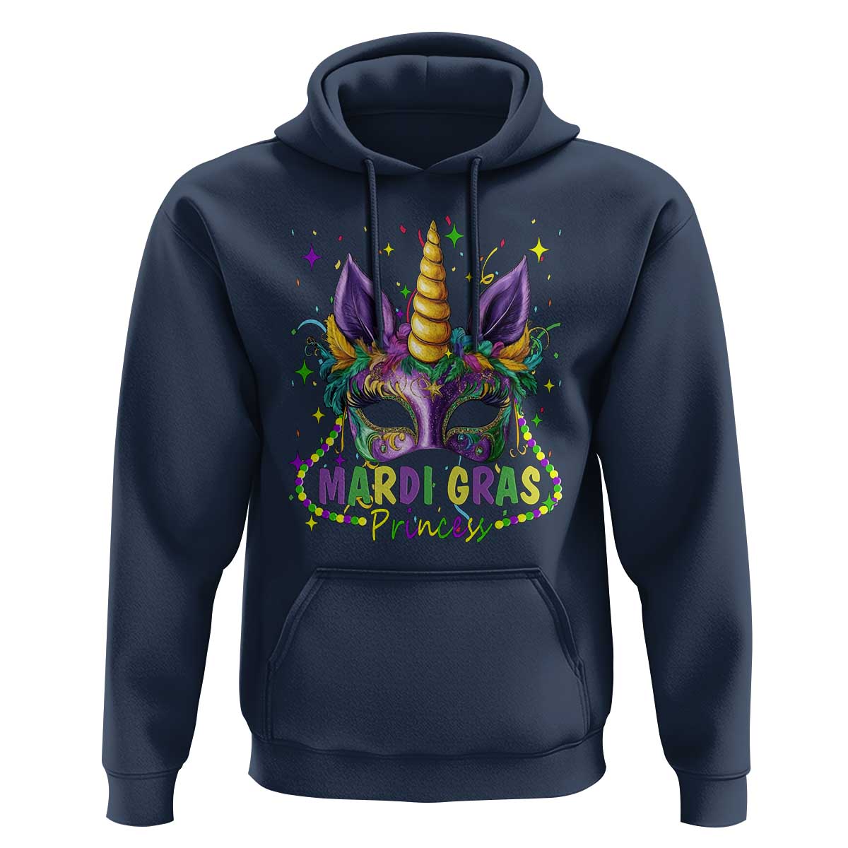 Funny Mardi Gras Princess Hoodie Unicorn Mask Party