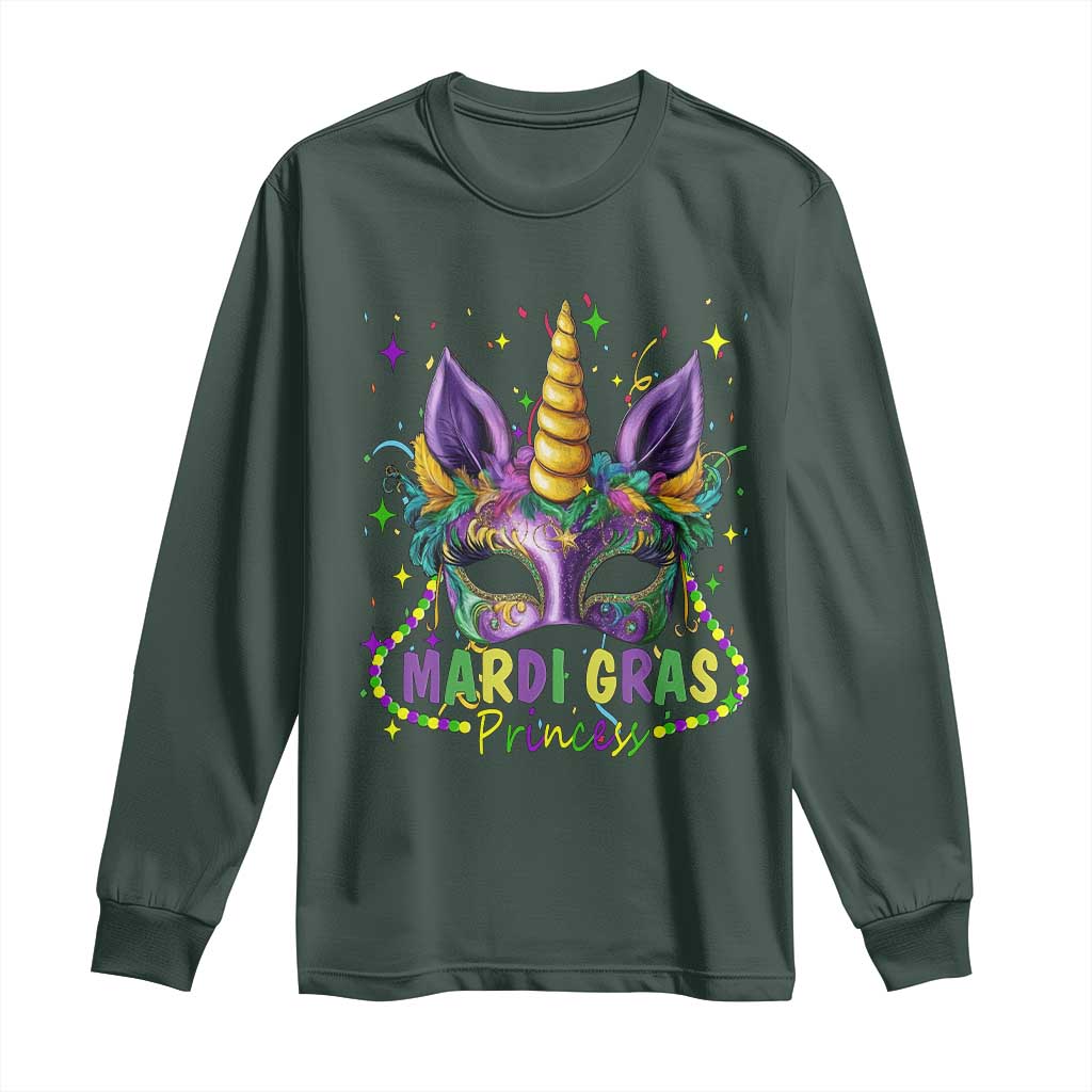 Funny Mardi Gras Princess Long Sleeve Shirt Unicorn Mask Party