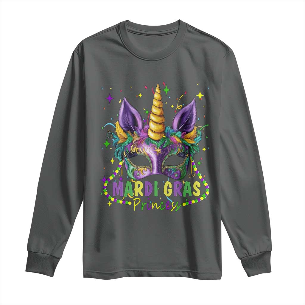 Funny Mardi Gras Princess Long Sleeve Shirt Unicorn Mask Party