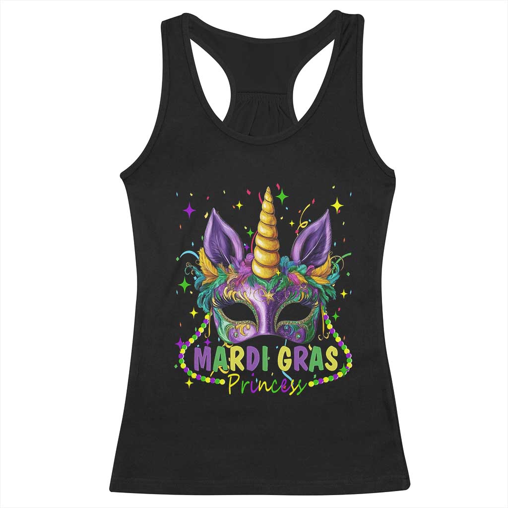 Funny Mardi Gras Princess Racerback Tank Top Unicorn Mask Party