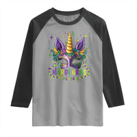 Funny Mardi Gras Princess Raglan Shirt Unicorn Mask Party