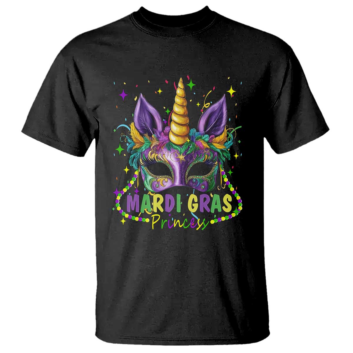 Funny Mardi Gras Princess T Shirt Unicorn Mask Party