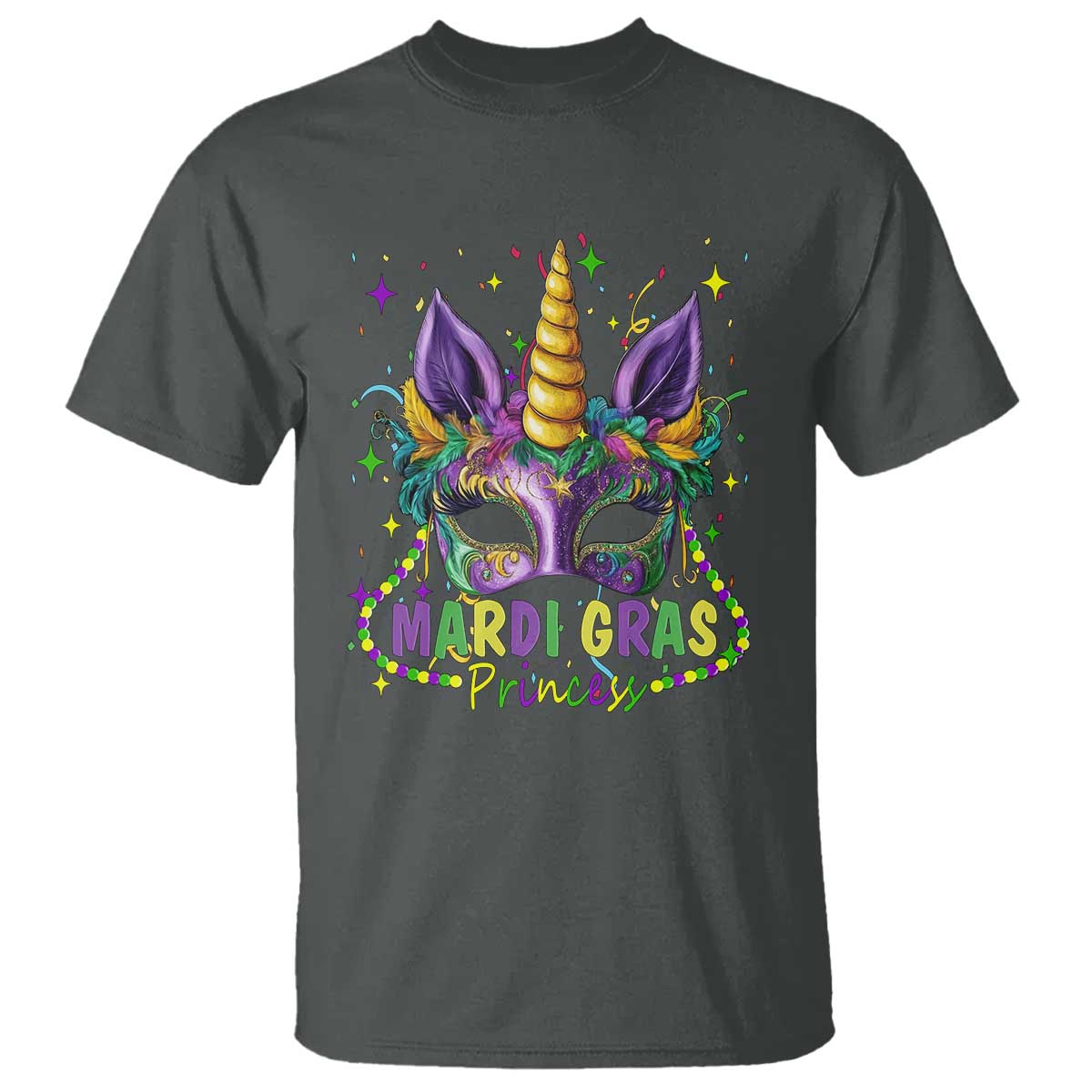 Funny Mardi Gras Princess T Shirt Unicorn Mask Party