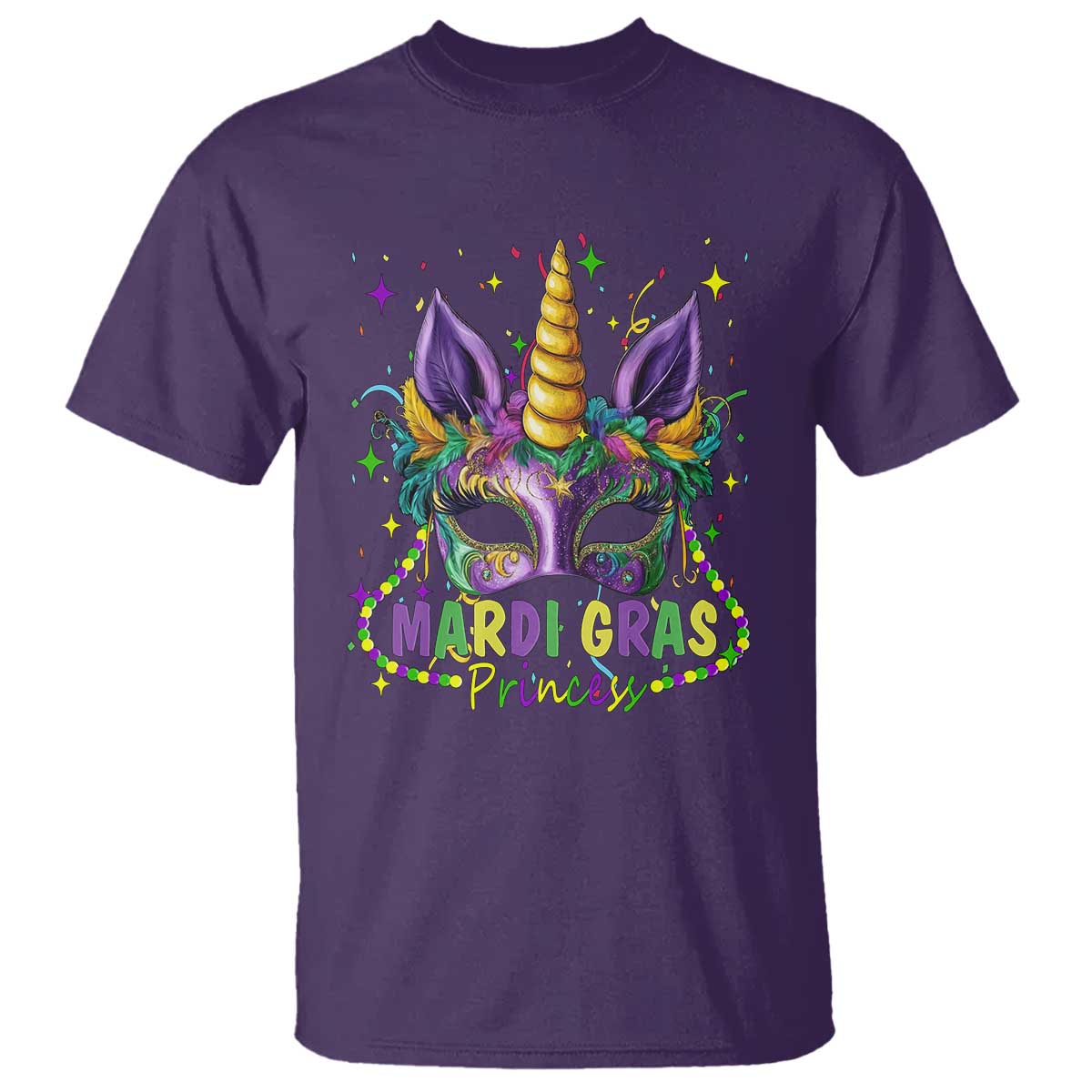 Funny Mardi Gras Princess T Shirt Unicorn Mask Party