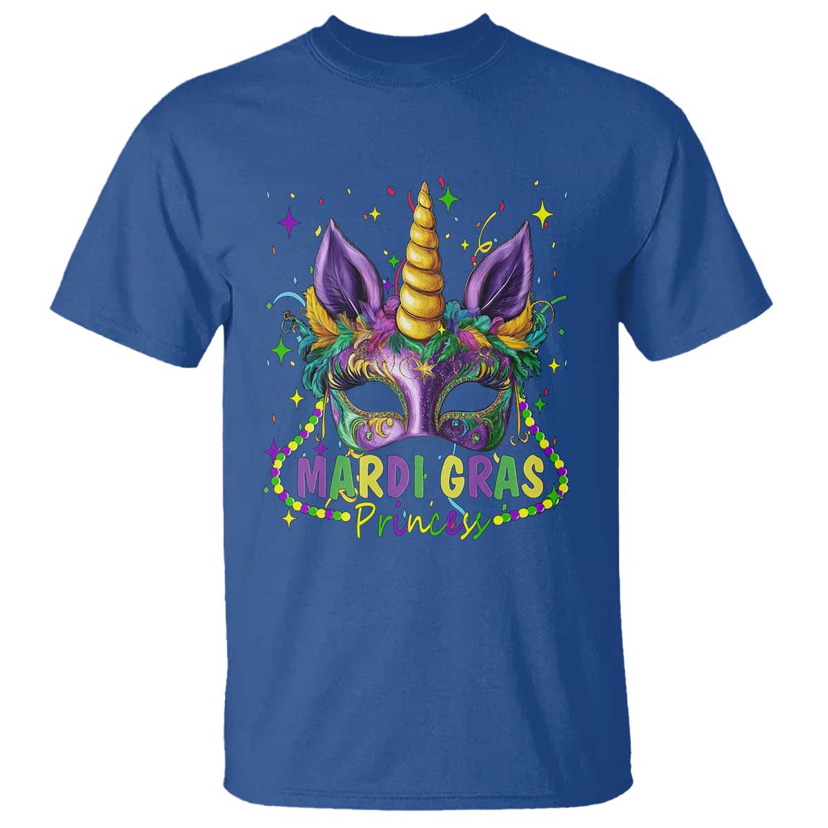 Funny Mardi Gras Princess T Shirt Unicorn Mask Party