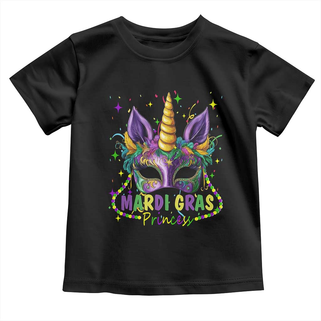Funny Mardi Gras Princess Toddler T Shirt Unicorn Mask Party