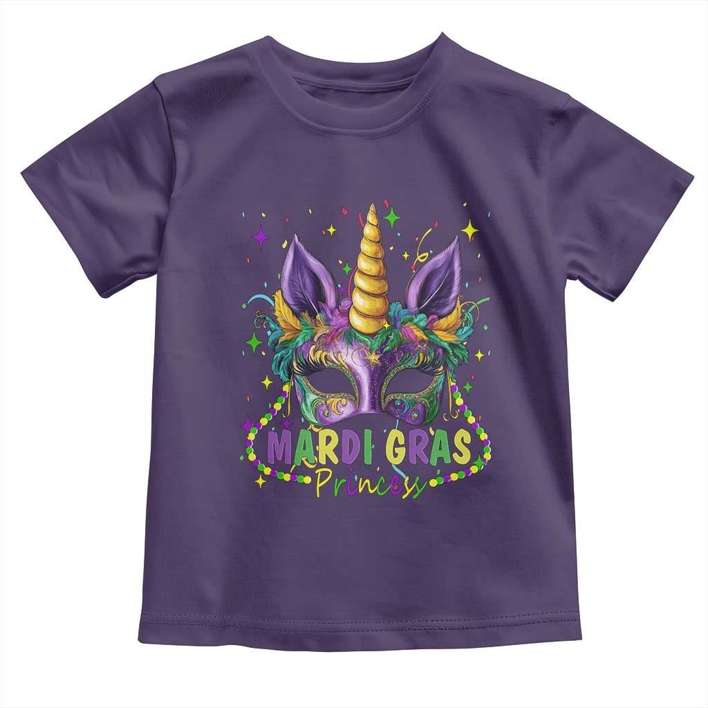 Funny Mardi Gras Princess Toddler T Shirt Unicorn Mask Party