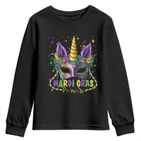 Funny Mardi Gras Princess Youth Sweatshirt Unicorn Mask Party