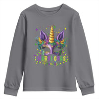 Funny Mardi Gras Princess Youth Sweatshirt Unicorn Mask Party
