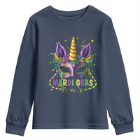 Funny Mardi Gras Princess Youth Sweatshirt Unicorn Mask Party