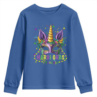Funny Mardi Gras Princess Youth Sweatshirt Unicorn Mask Party