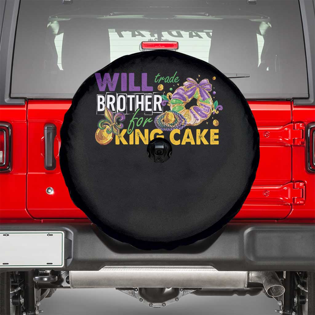 Funny Mardi Gras Will Trade Brother For King Cake Spare Tire Cover Beads Doubloons
