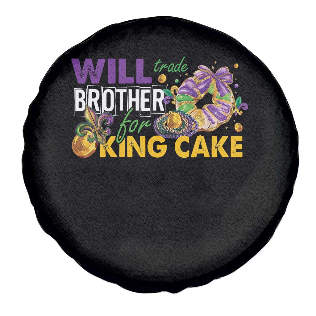 Funny Mardi Gras Will Trade Brother For King Cake Spare Tire Cover Beads Doubloons