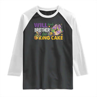 Funny Mardi Gras Will Trade Brother For King Cake Raglan Shirt Beads Doubloons