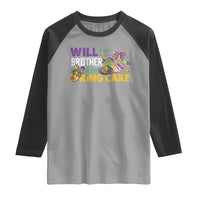 Funny Mardi Gras Will Trade Brother For King Cake Raglan Shirt Beads Doubloons