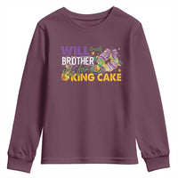 Funny Mardi Gras Will Trade Brother For King Cake Youth Sweatshirt Beads Doubloons