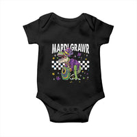 Funny Mardi Gras T-rex Dinosaur Baby Onesie Mardi Grawr Beads Carnival Party