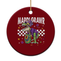 Funny Mardi Gras T-rex Dinosaur Ceramic Ornament Mardi Grawr Beads Carnival Party