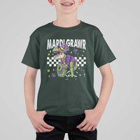 Funny Mardi Gras T-rex Dinosaur T Shirt For Kid Mardi Grawr Beads Carnival Party