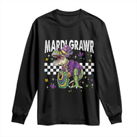 Funny Mardi Gras T-rex Dinosaur Long Sleeve Shirt Mardi Grawr Beads Carnival Party
