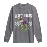 Funny Mardi Gras T-rex Dinosaur Long Sleeve Shirt Mardi Grawr Beads Carnival Party