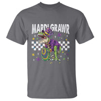 Funny Mardi Gras T-rex Dinosaur T Shirt Mardi Grawr Beads Carnival Party