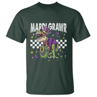 Funny Mardi Gras T-rex Dinosaur T Shirt Mardi Grawr Beads Carnival Party