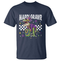 Funny Mardi Gras T-rex Dinosaur T Shirt Mardi Grawr Beads Carnival Party